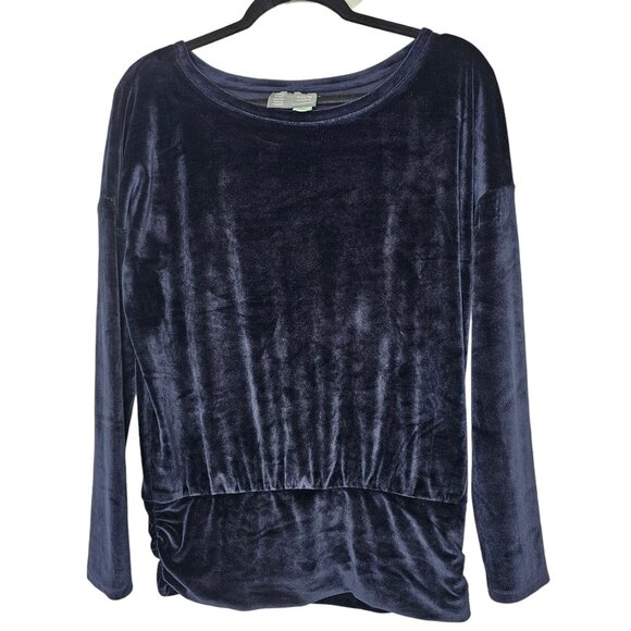 Saturday Sunday Anthropologie Size Medium Blue Pull Over Velour Sweater Stretch - Picture 1 of 5